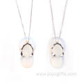 Fashionable Cute Slipper Opal Stone Necklace Pendant with Silver Plated Necklace